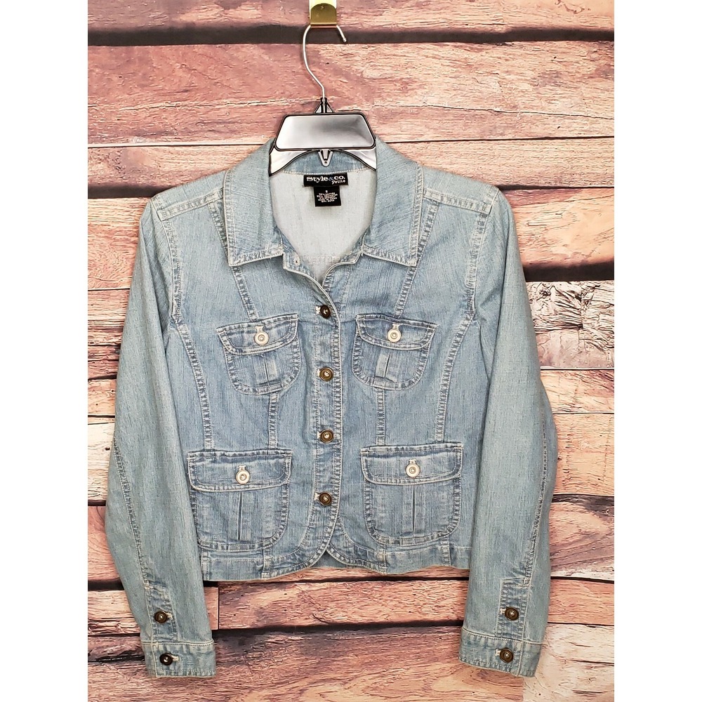 Light blue Jean jacket Style & Co. Petite - Small Cotton Poly‎ Spandex blend